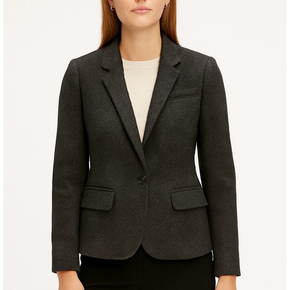 Banana Republic Classic Twill Blazer Jacket Gray Wool
